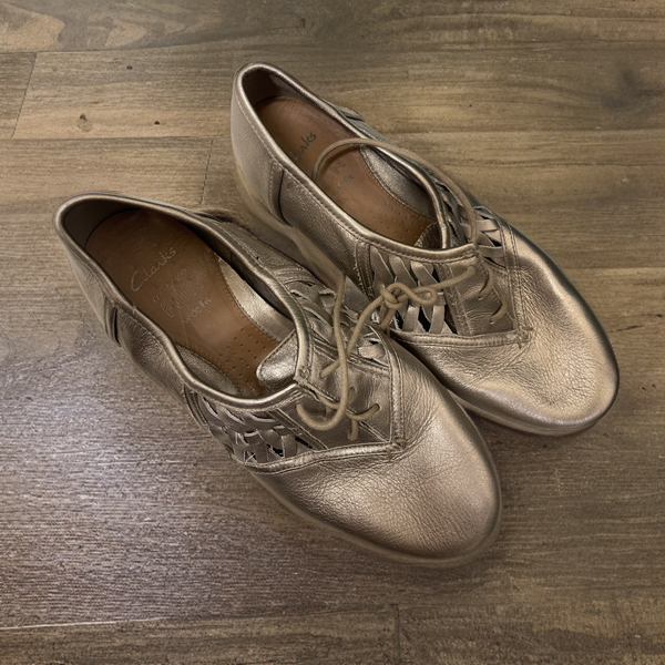 Vintage claks oxford woman lace bronze shoe size uk 5.5