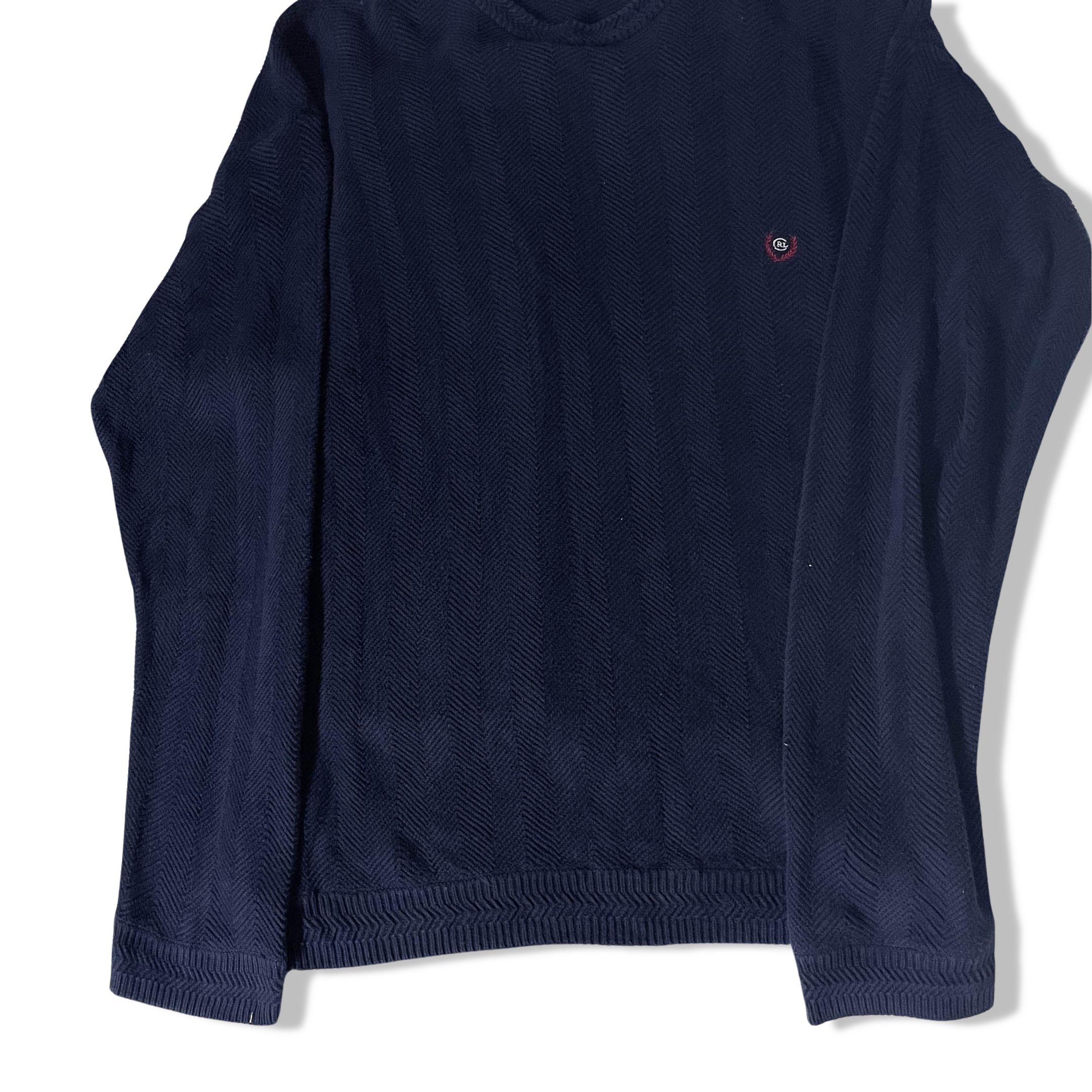 Vintage Blue Chap Ralph Lauren V neck high framed oversized sweatshirt XL weighnpayclothingstore