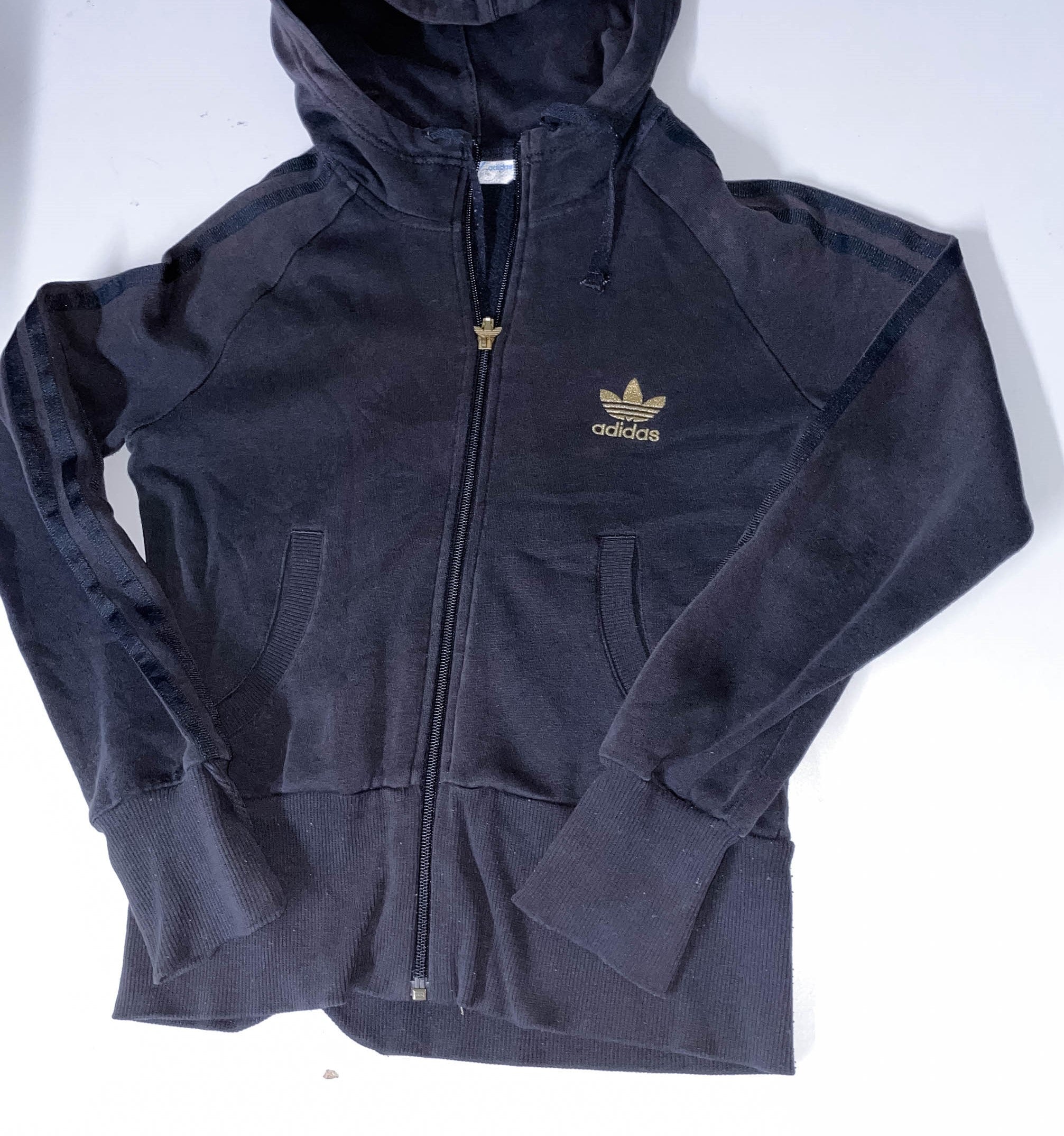 Vintage black Adidas trefoil full zip up small hoodie