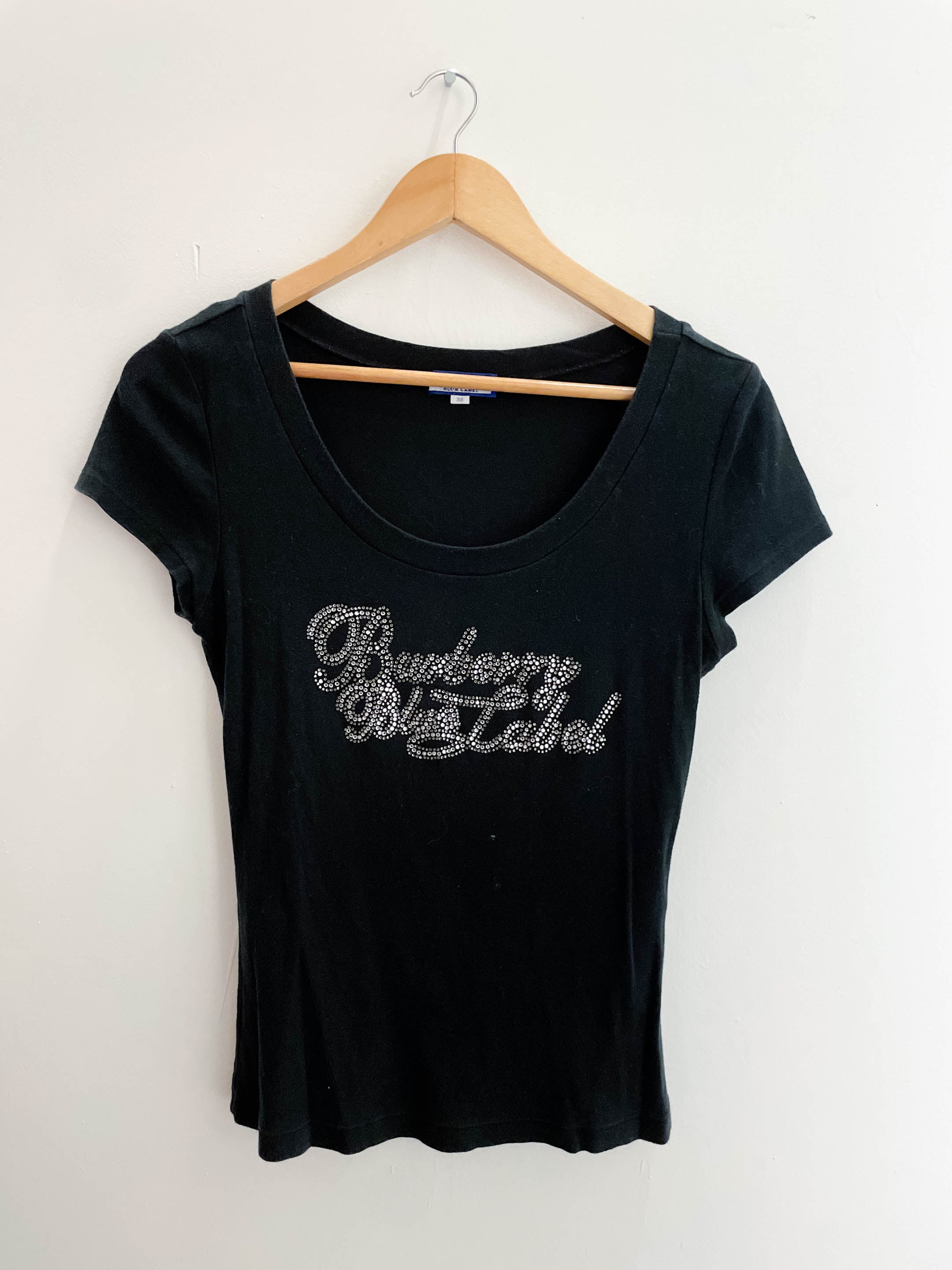 Vintage burberry london blue label black medium tshirt