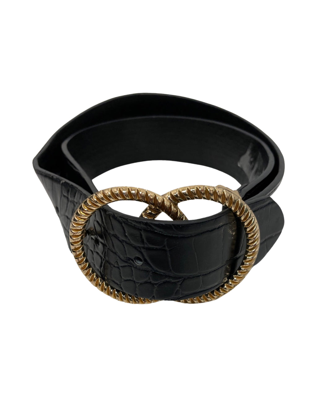 Vintage Miss Seifridge Womens Black Aserpenth Crocodile-embossed Leather Belt