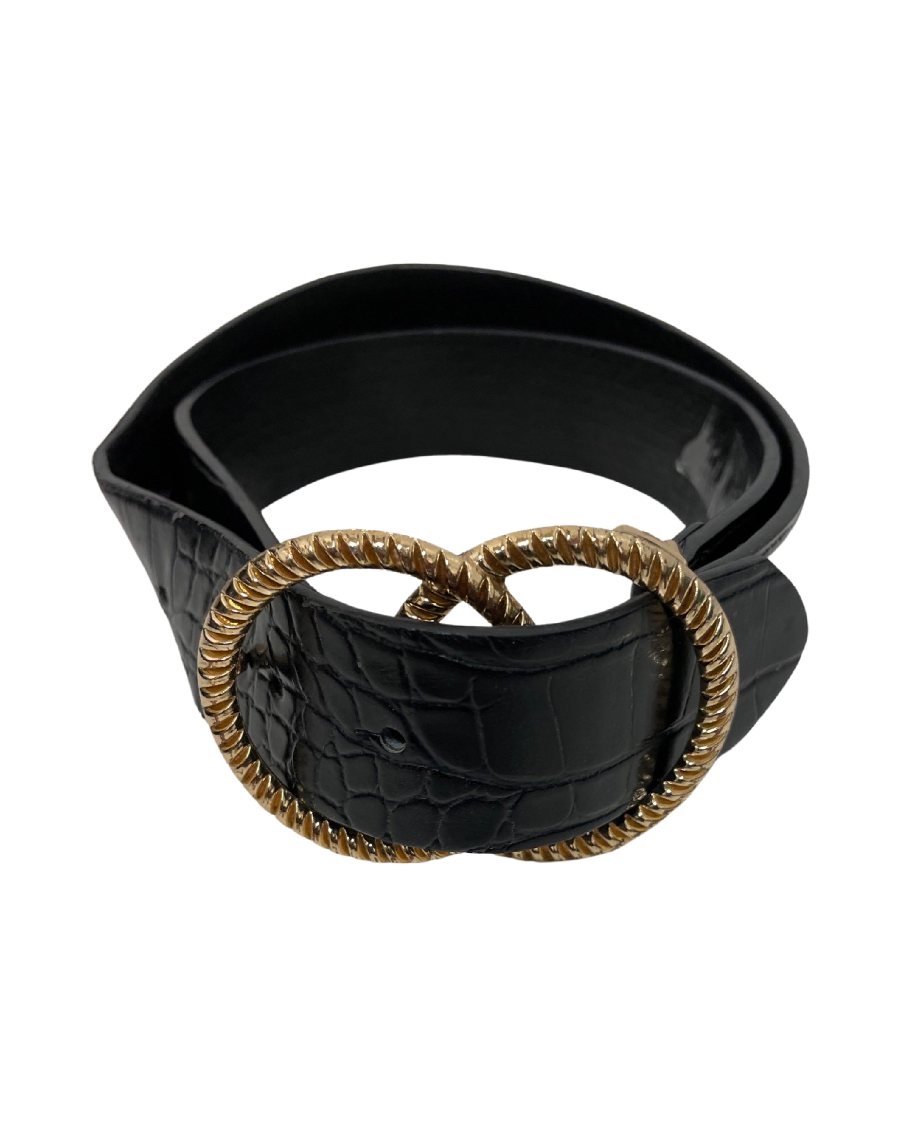 Vintage Miss Seifridge Womens Black Aserpenth Crocodile-embossed Leather Belt