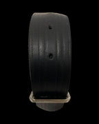 Vintage mens black leather squared buckle belt