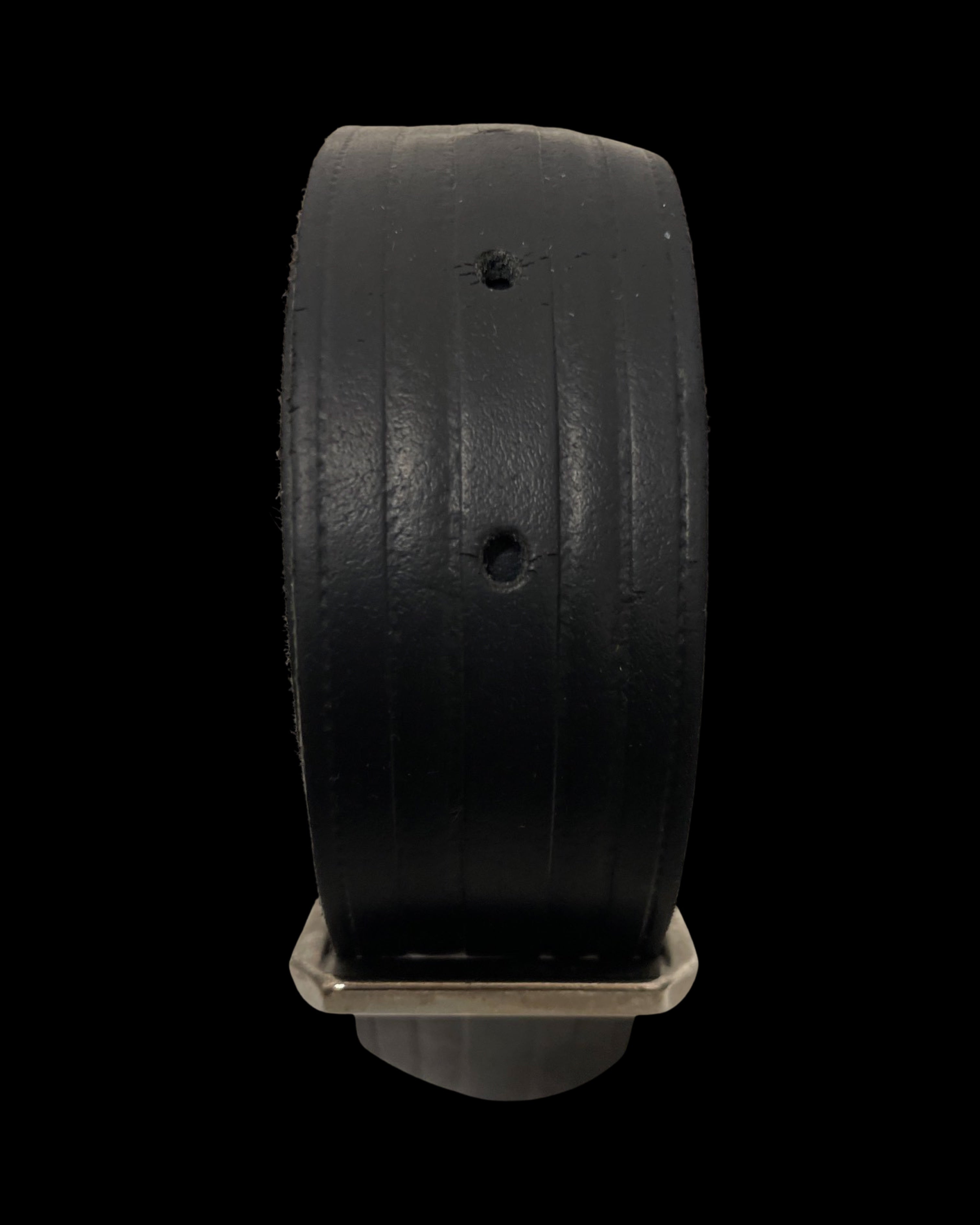 Vintage mens black leather squared buckle belt