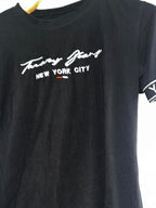 Women’s Black Tommy Hilfiger New York City T-shirt #NewYorkCity in size medium collar M/L collar to hem 28 pit to pit 18 sku 7044