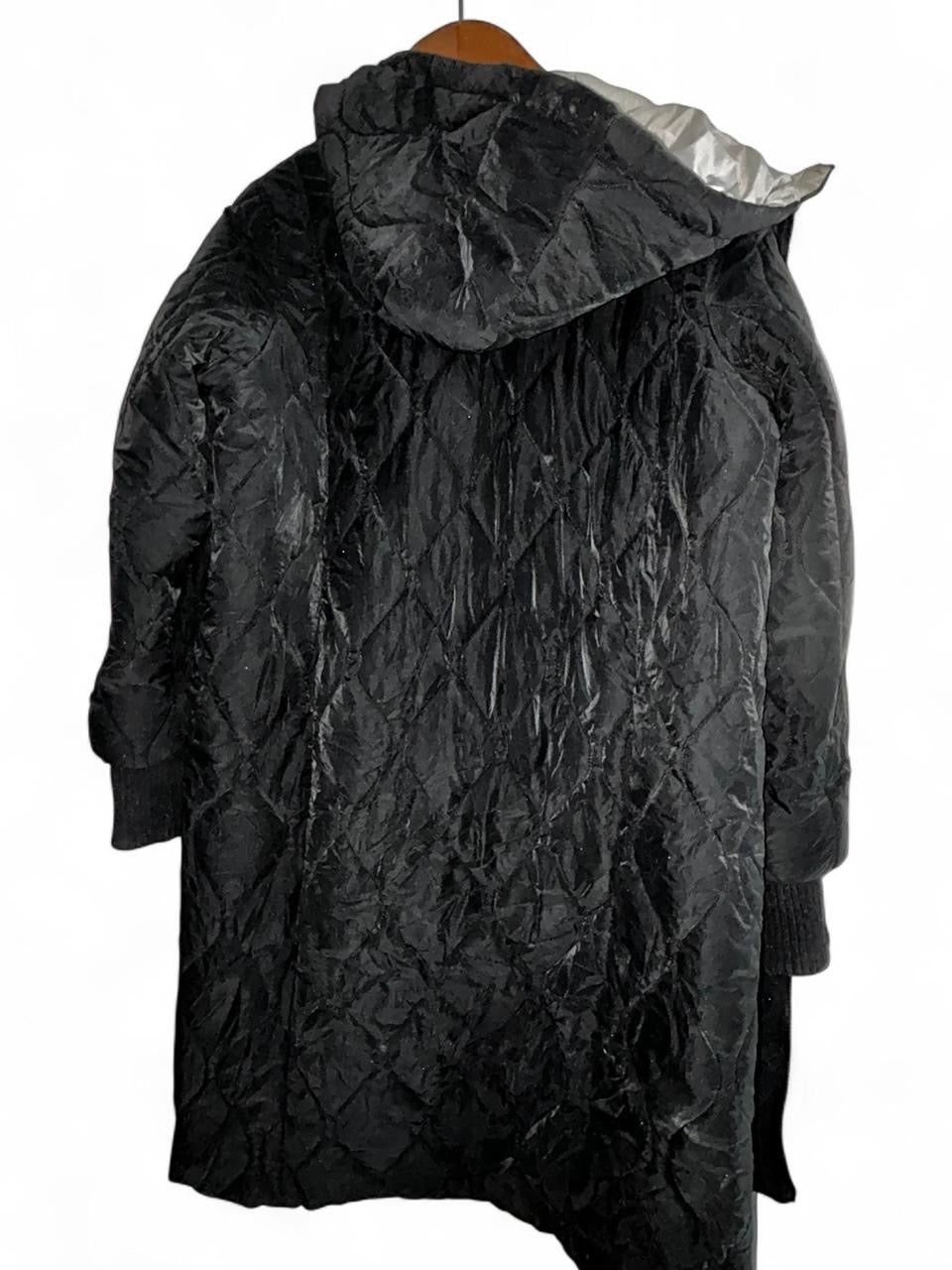 Women’s Black Down Padded Coat size XL Womens Full Zip Long Puffer Jacket Hooded