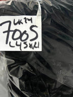 Black velvet M&S dress with draped cowl neckline, 3/4 length sleeves, and a 46 length #velvetdress #cowlneck w21 sku 7005