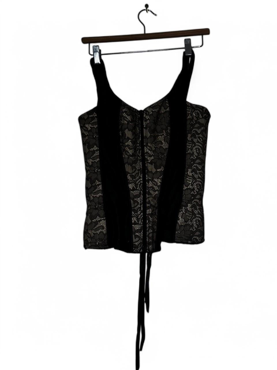 Full Strap Corset Stretch Satin Panels Bustier Lingerie Size Large SKU 6969 L 14