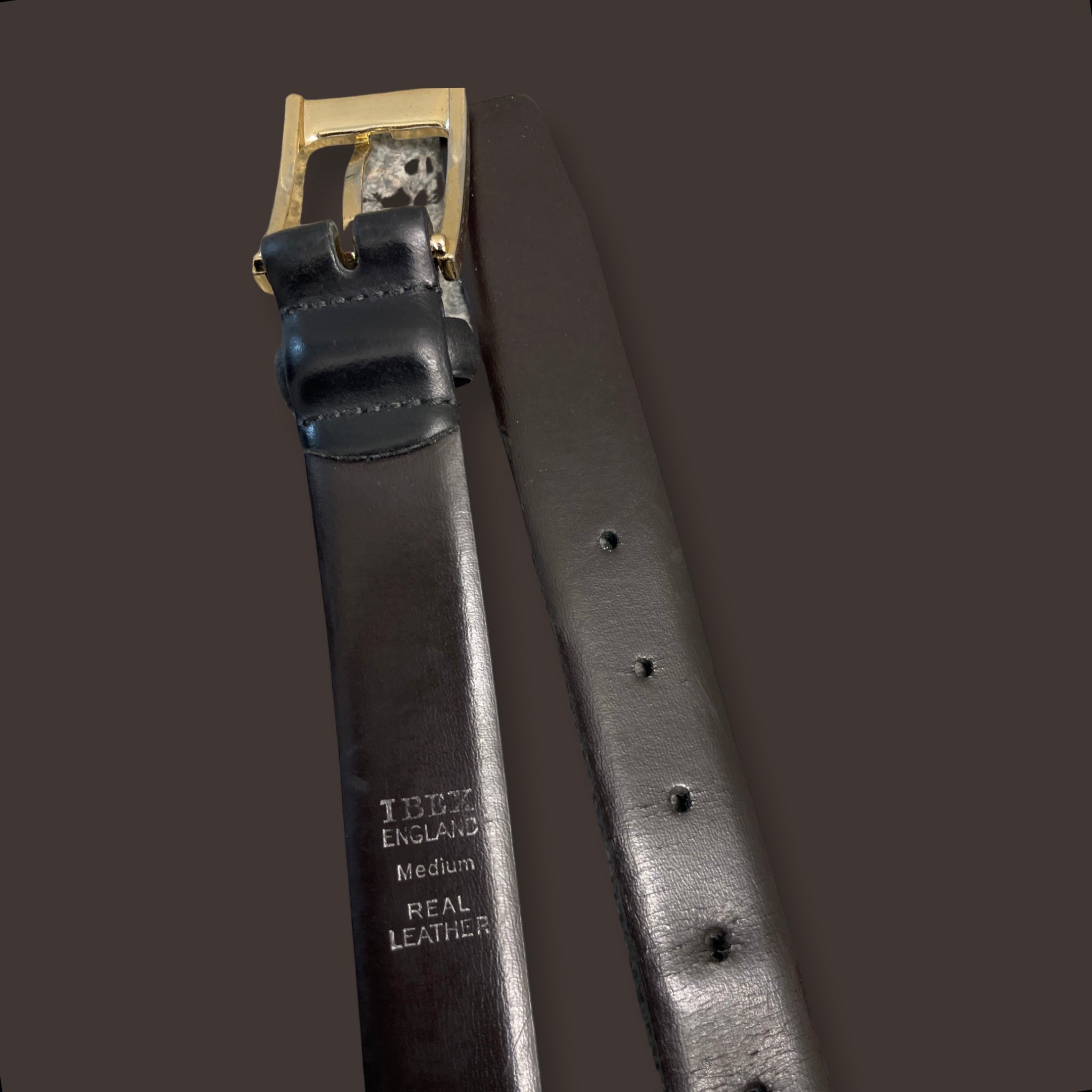 Rubynee Vintage y2k Ibex England real leather mens black belt