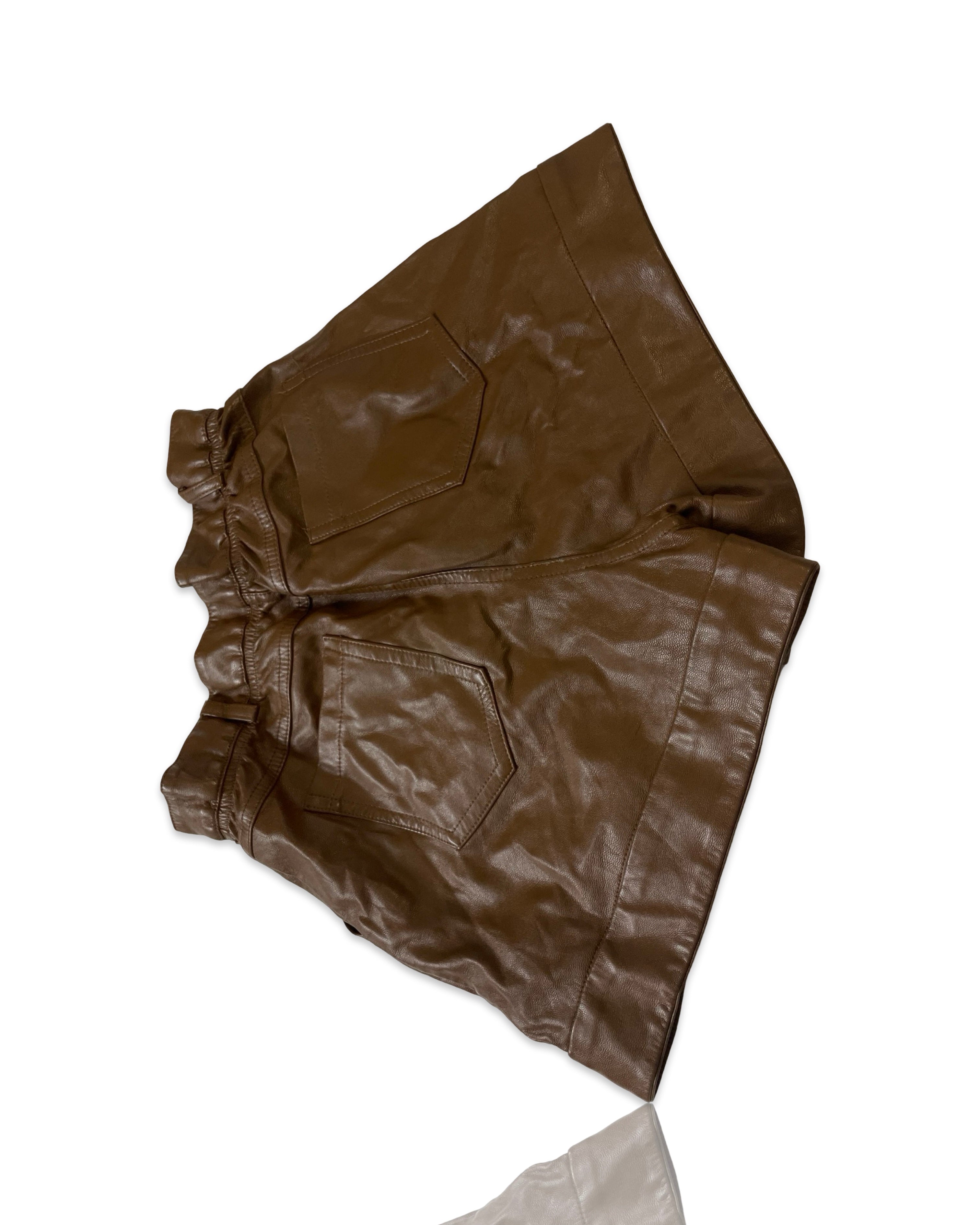 Vintage y2k Women Brown faux Leather Shorts Size XS W 24 L3  SKU |4269