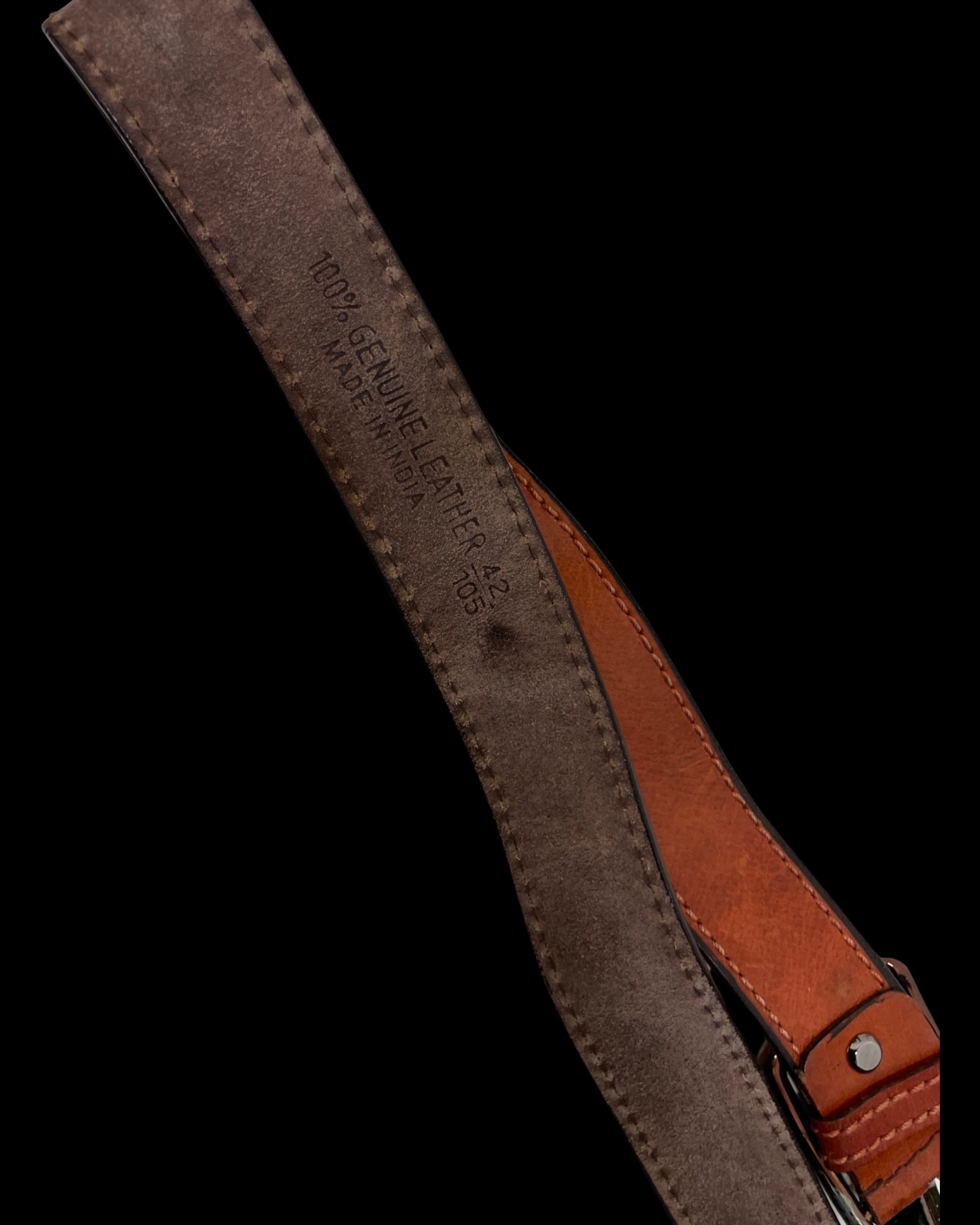 Vintage brown leather mens belt
