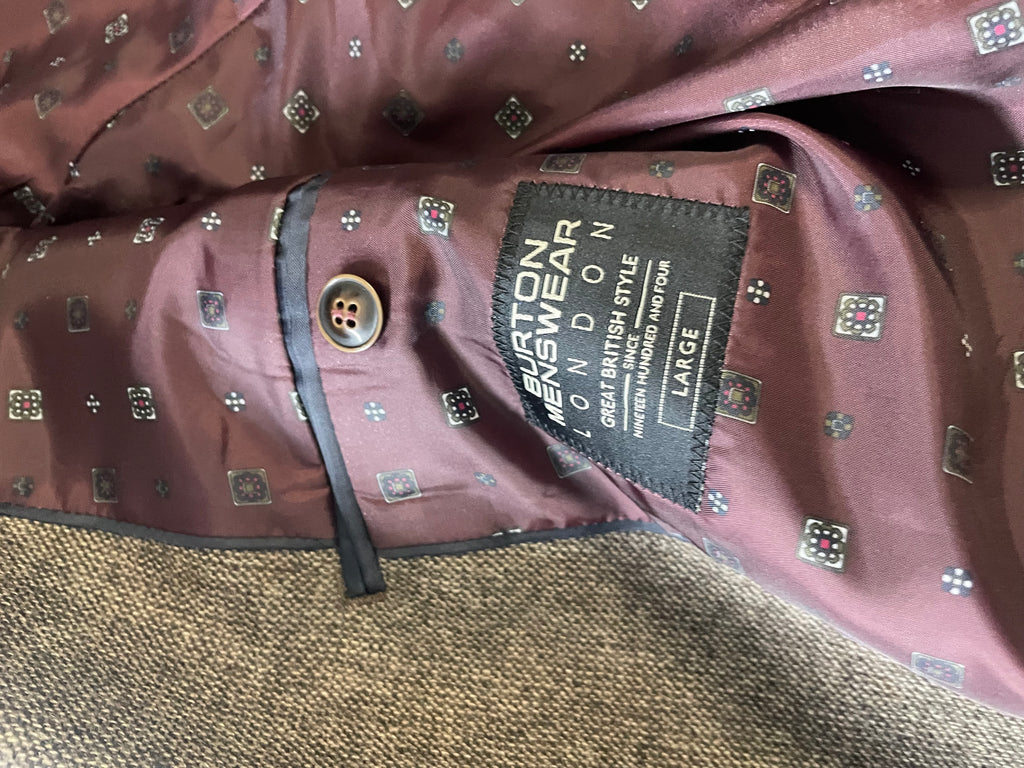 Vintage Burtons Mens Wool Blazer Jacket SIZE Large Dark Brown |SKU 4165