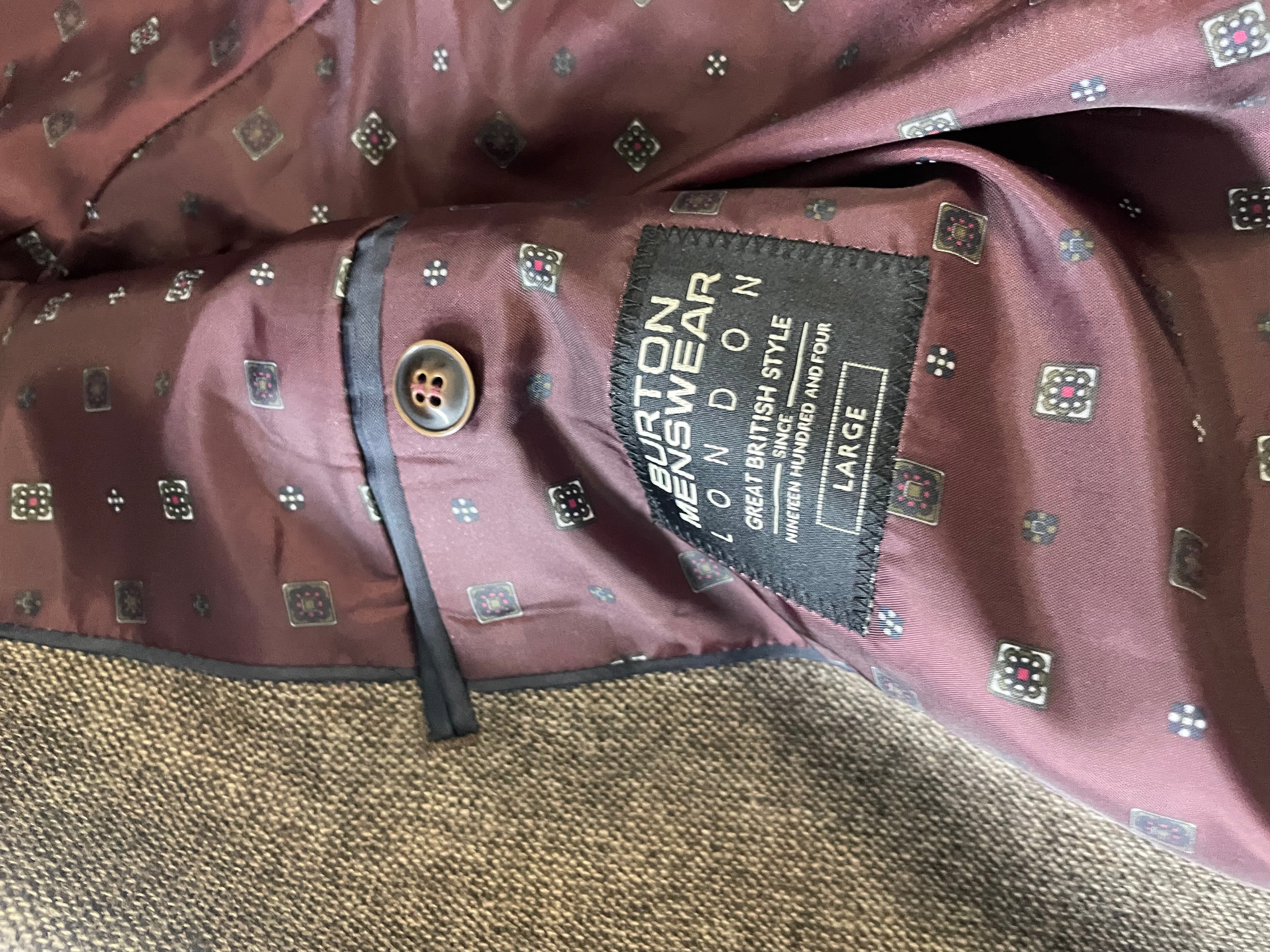 Vintage Burtons Mens Wool Blazer Jacket SIZE Large Dark Brown |SKU 4165