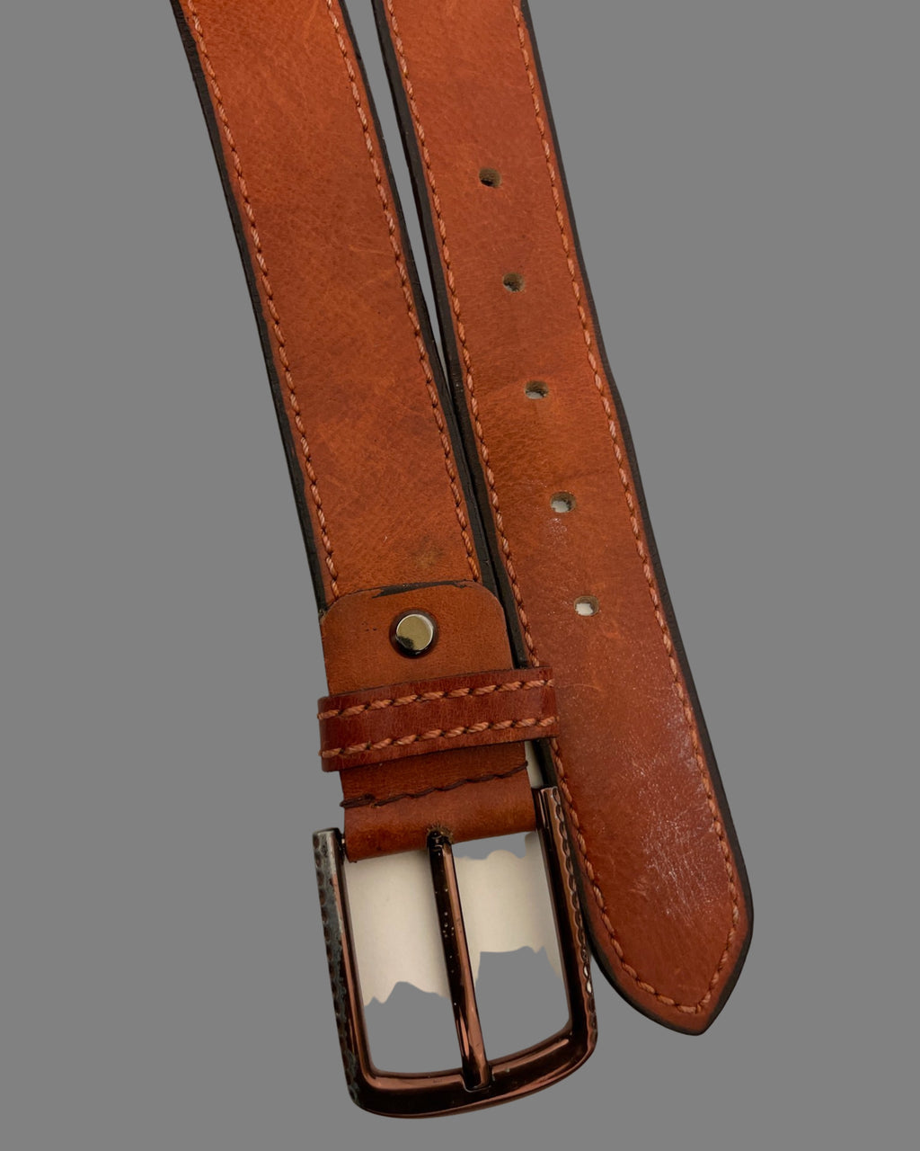 Vintage brown leather mens belt