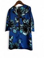 Limited Blue and black floral dress with 3/4 sleeves in size small #floraldress collar to hem 35 pit to pit 19 sku 7026