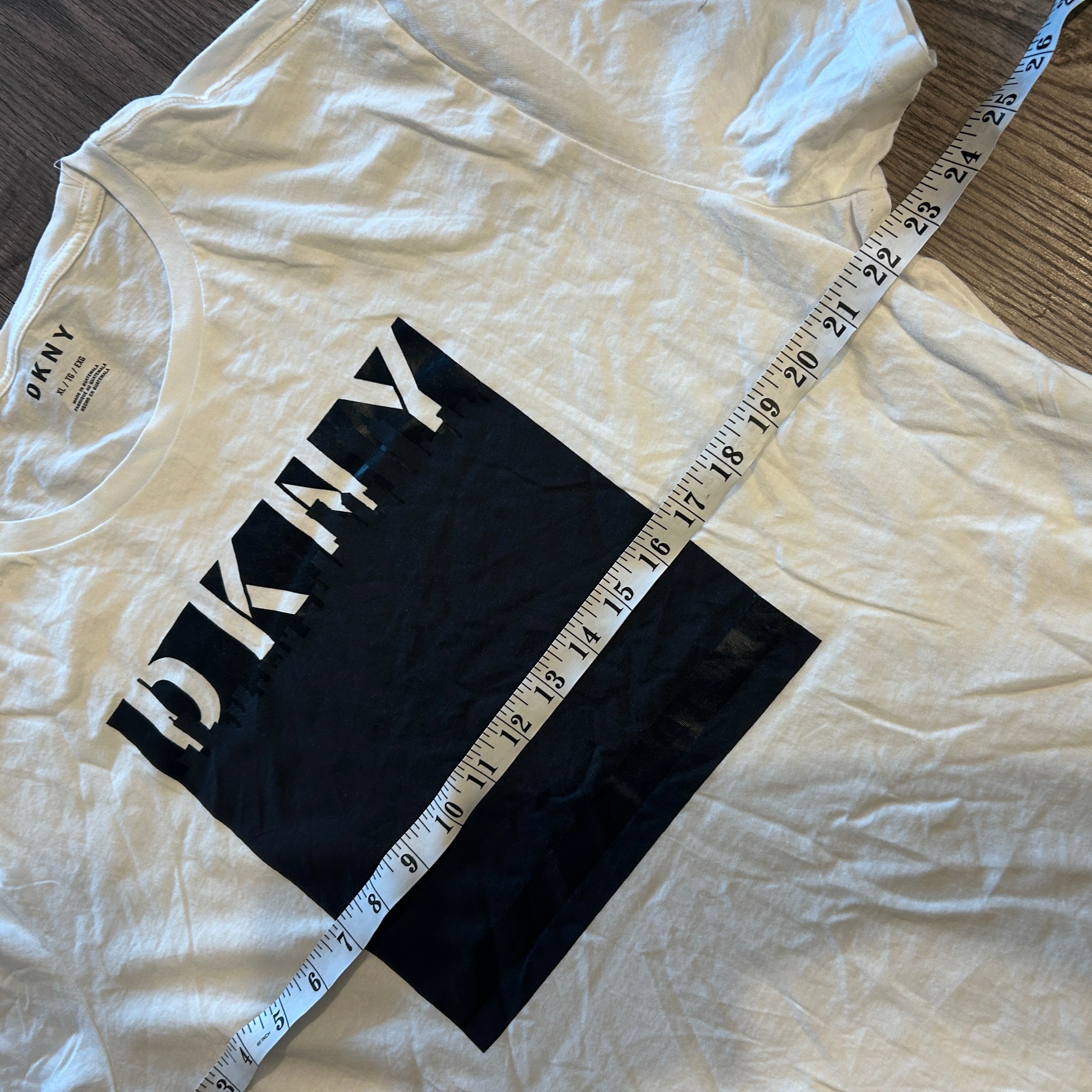Men’s Cotton DKNY T-Shirt White Big Logo Mens Size XL