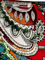 Red paisley print short sleeve dress with elastic waistband and pockets #paisleypattern made in Italy Size L/XL  L 33 W14 sku 7014