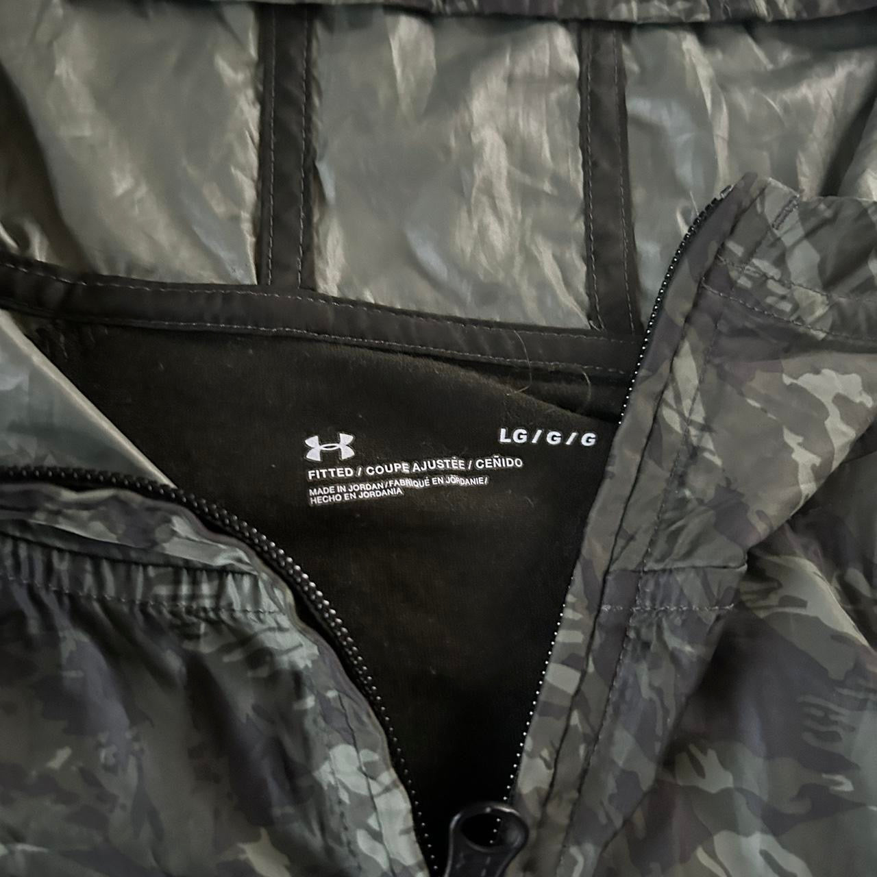 Mens Under Armour Sportstyle hooded Green Camouflage Anorak Jacket 1/2 Zip in L