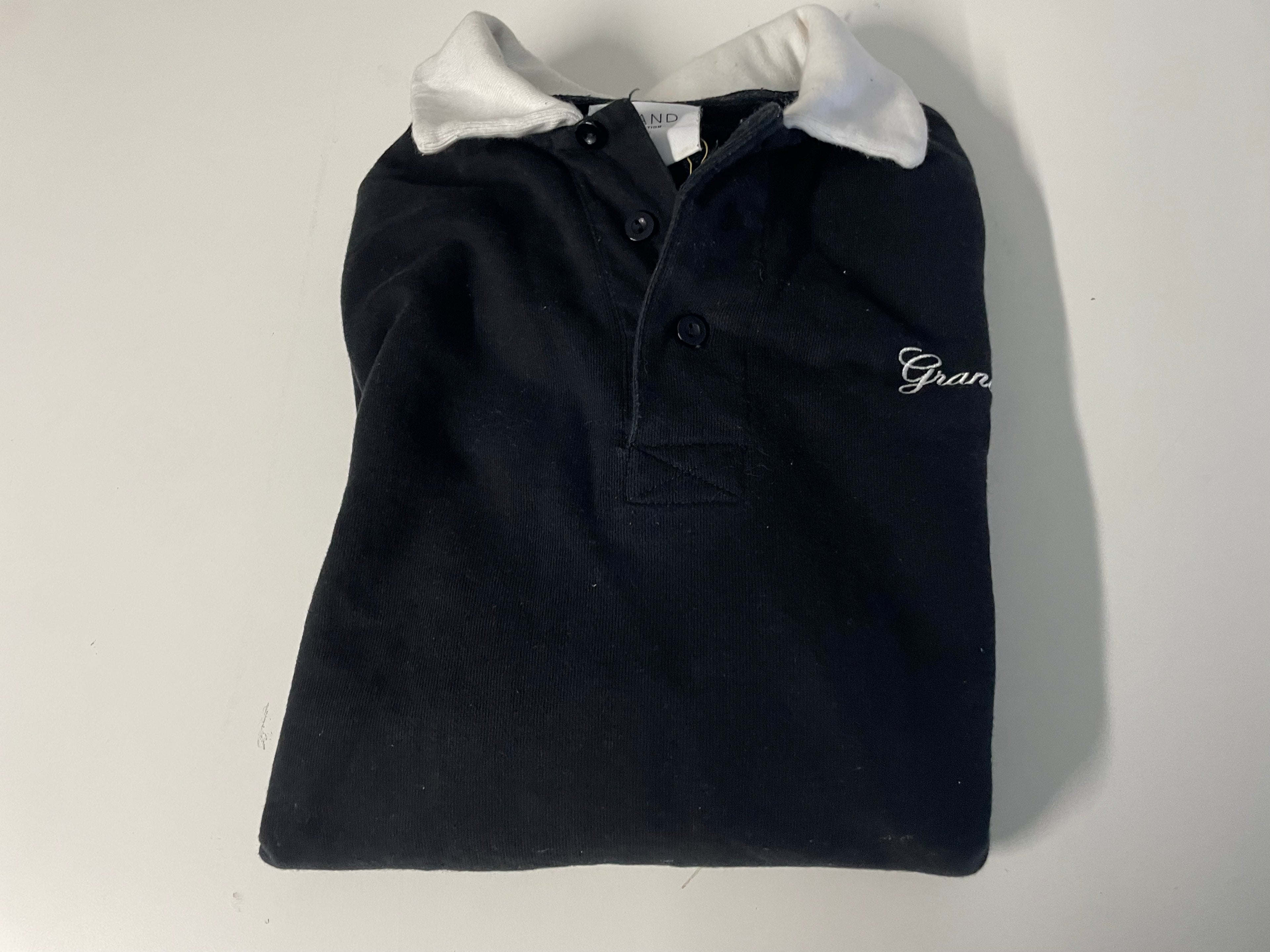 Grand rugby extra heavy thick navy mens polo in size L |SKU 4234