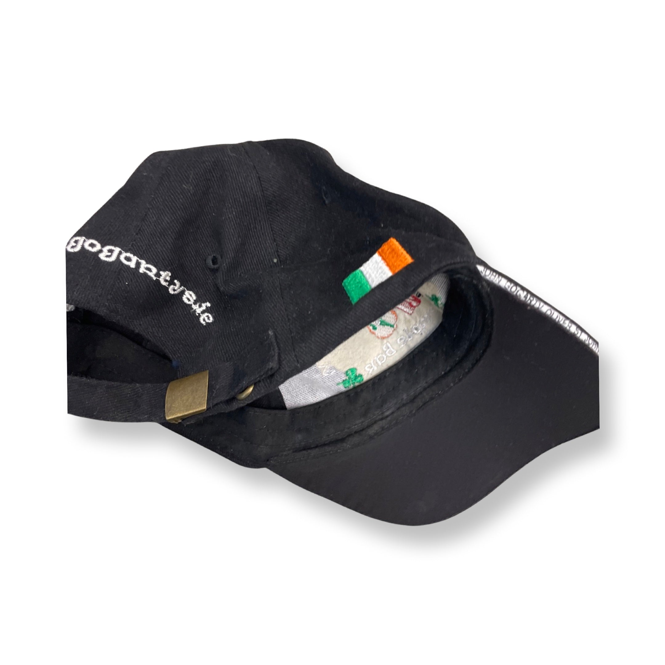 Rubynee Vintage y2k Ireland baseball black cap with st.john grogery crest design