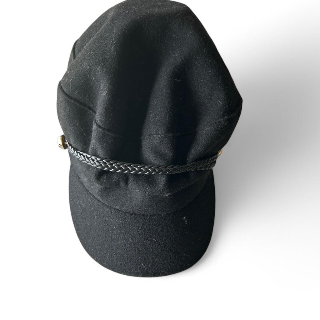 Black cotton and wool cap with braided detail #indie #grunge sku 6807