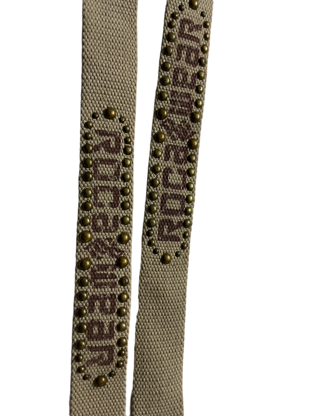 Vintage Rocawear cream military studded buckle belt| L43| SKU 4493