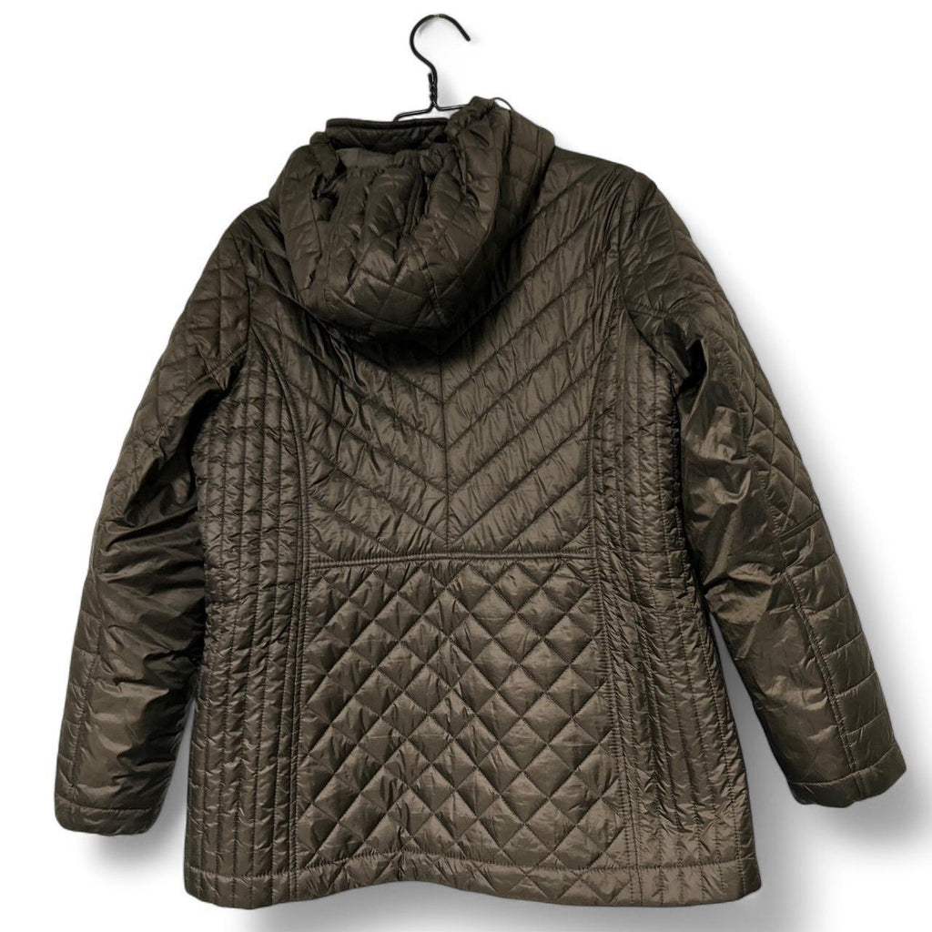 G gallery New York Brown quilted hooded winter coat with pockets #wintercoat in size L sku 6956