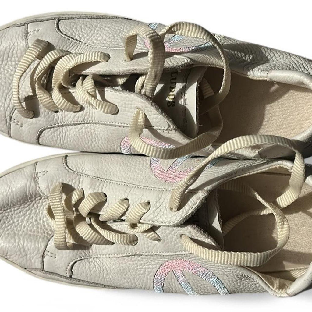 Soludos Ibiza Platform Casual Sneakers Women's Size 6 UK M, White Leather Shoes