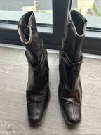 Ginu Kenduri Women’s Brown Patent Leather Ankle Boots – Size 41