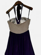 Little Mistress purple and white beaded dress with halter neck #partydress size UK 14 L 38 W14  sku 7015
