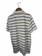 Canterbury Leinster Rugby Polo Shirt in white with blue and yellow stripes
 #rugby
Size xl 
L 30 w 22
SKU 7156