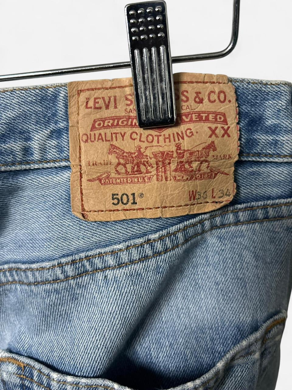 Levis 501 Denim Jeans 90’s Mens 36x34 (Fits 34x33) Grunge Stained Thrashed USA