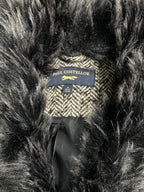 Paul Costelloe Womens Grey tweed button neck faux fur wool Blazer Size M L27W19 SKU 6947