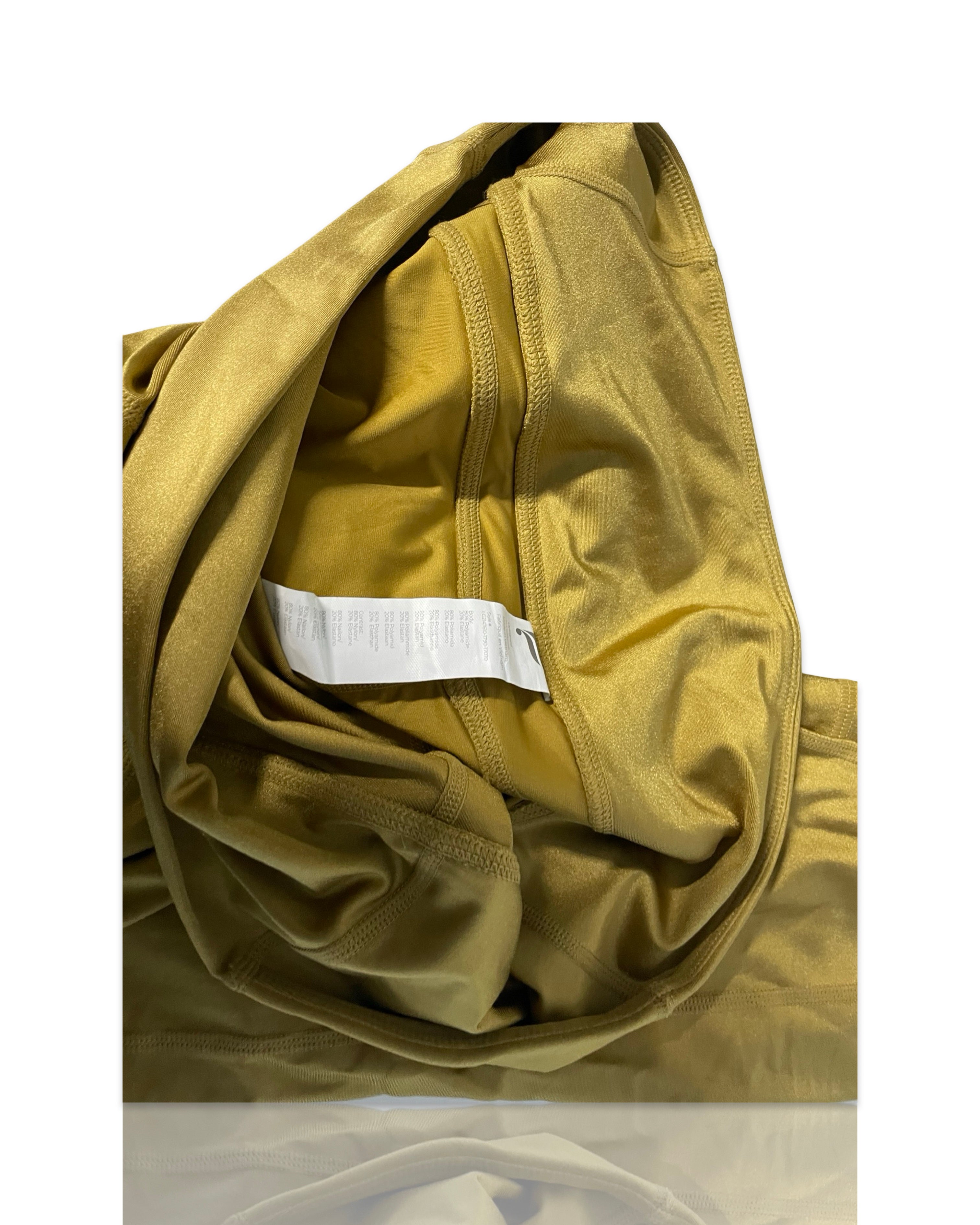 Fabletics Women's M/L/12/14 Oasis Shine High-Waisted Pocket Legging - Gold  W32 L26|SKU 4240