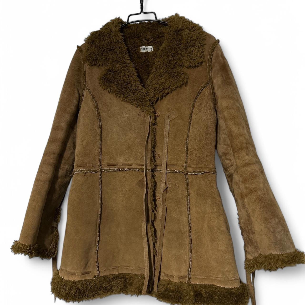 Vintage Y2K Topshop Size Brown Suede Penny Lane Afghan Coat Jacket Boho Hippy