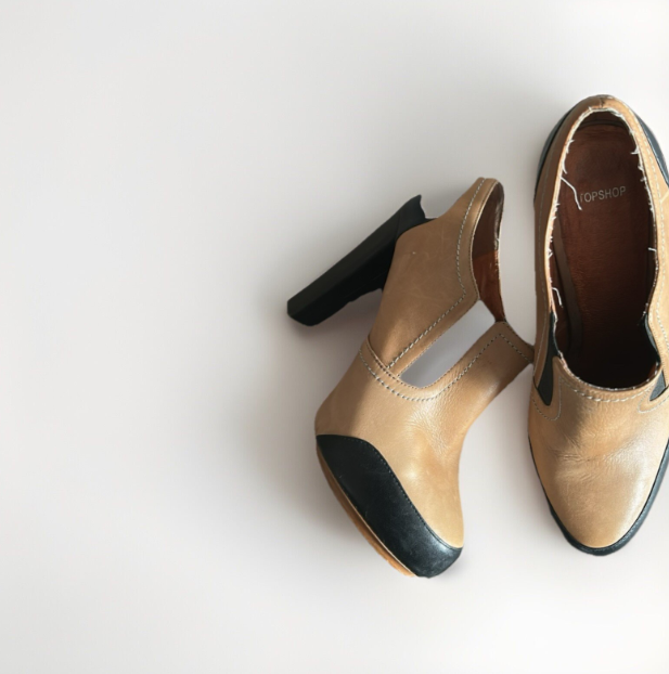 Vintage Top Shop Ladies Chelsea Boot tan Real Leather Brogues Size Uk 6 SKU 6740