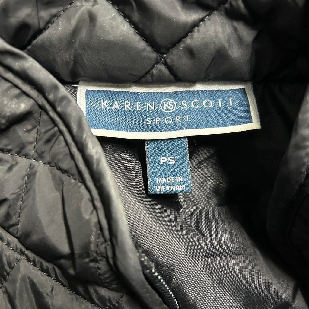 Karen Scott Women’s golf Black quilted fleece vest #fleecevest in small L26 W21 SKU 6888