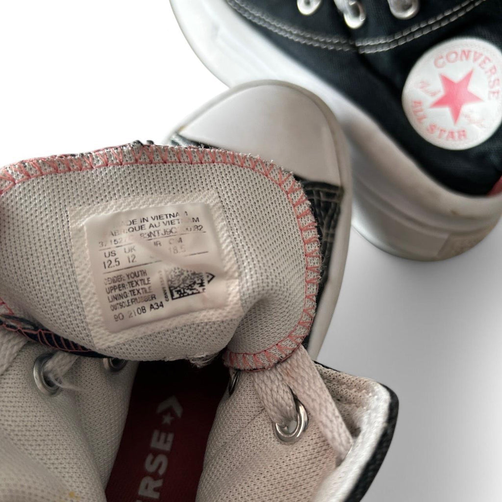 Black and white Converse trainers #Converse Converse Chuck Taylor All Star Platform Black Canvas Girls Kids Size 12 SKU 6826