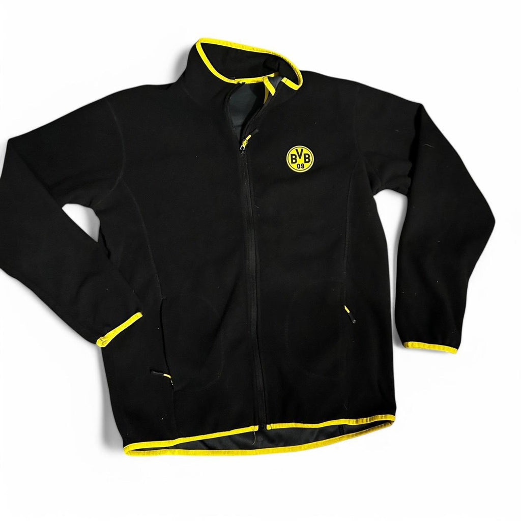 Dortmund Borussia fleeced Men UK L US Football Soccer Tracksuit Jacket Black Zip