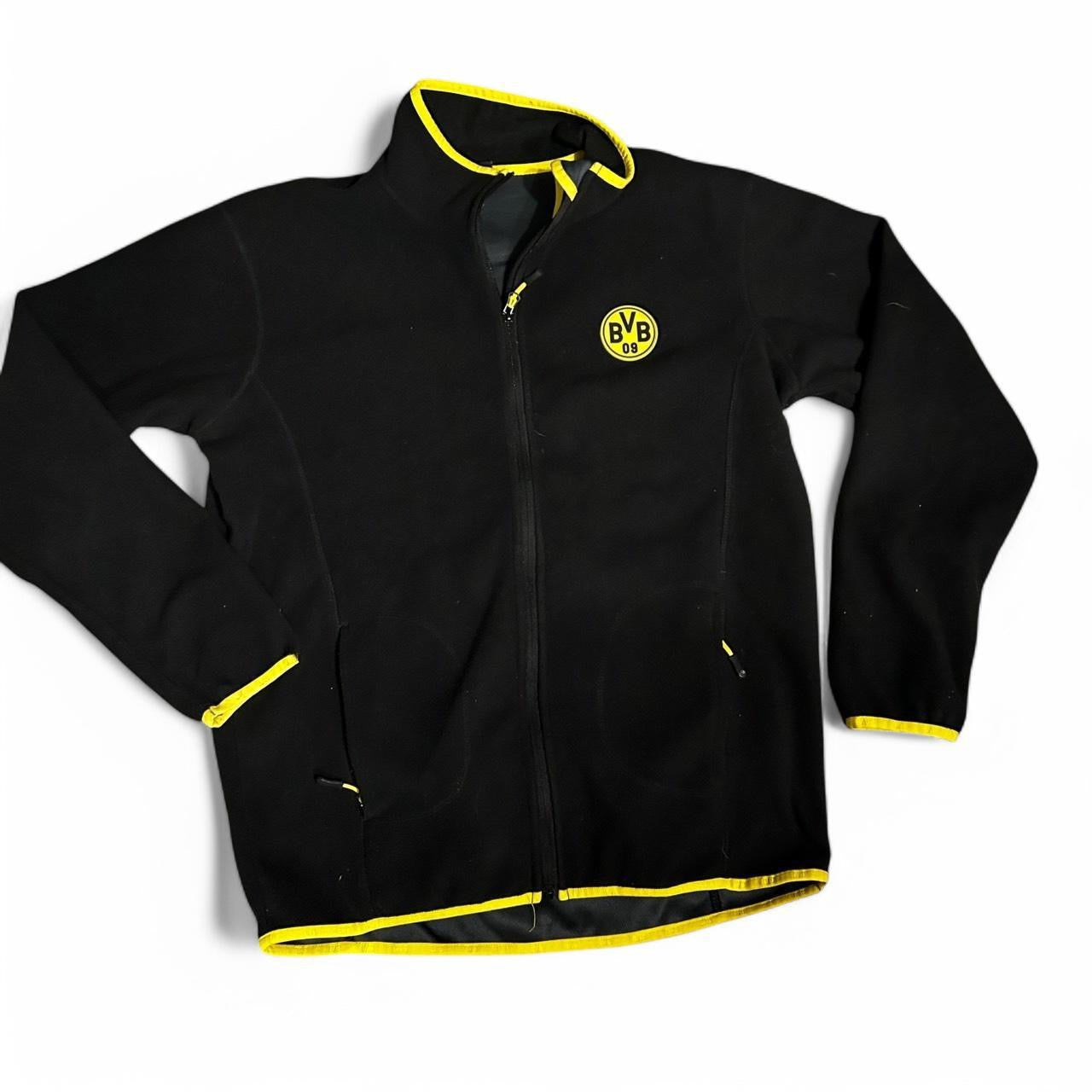 Dortmund Borussia fleeced Men UK L US Football Soccer Tracksuit Jacket Black Zip