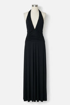 Women’s Debenhams Black maxi dress with open back, ruched details and tie-up straps sku 7002