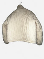 Women’s Cream Lafudge puffer jacket with quilted interior in size large #pufferjacket collar to hem 30 pit to pit 26 sku 7076
