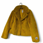 Rino & Pelle yellow faux fur jacket with heart detail #fauxfurjacket L30 W20 in medium SKU 6889