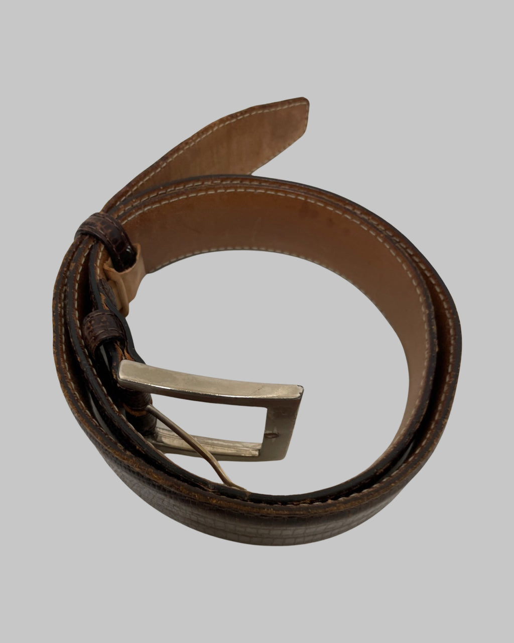 Vintage brown leather mens made in italy belt