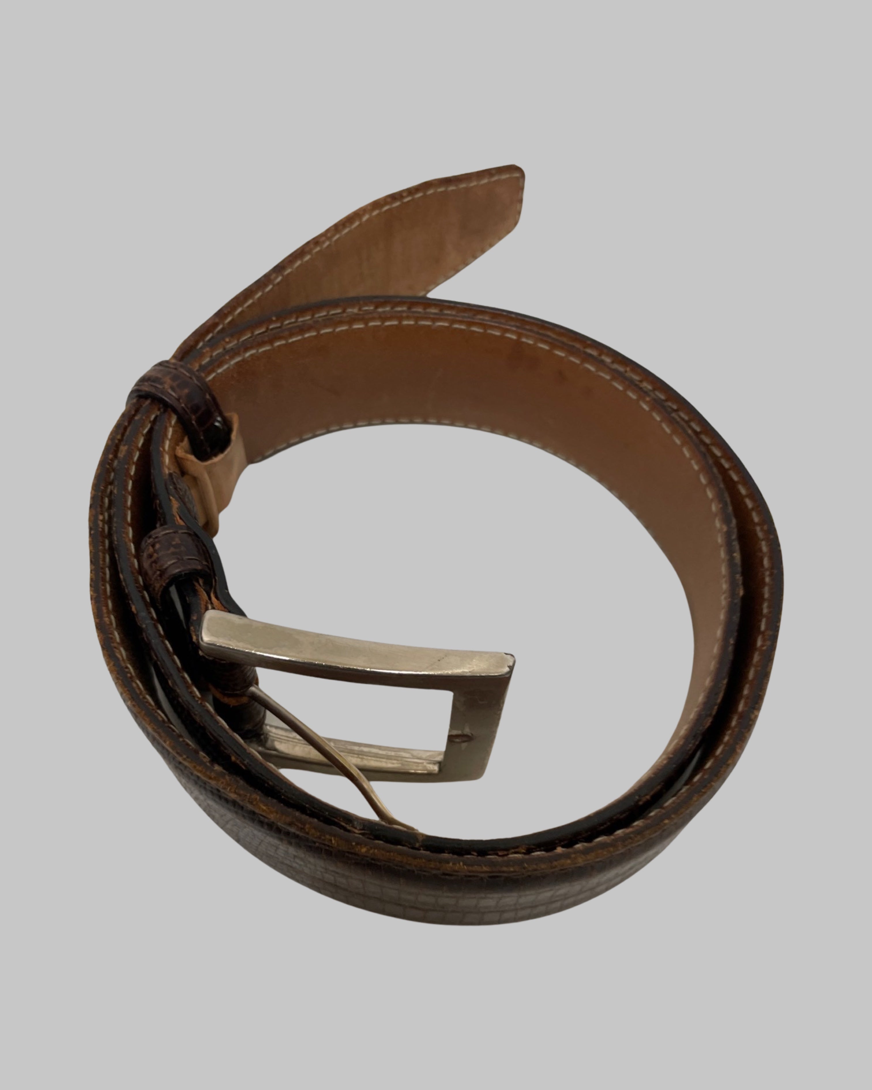 Vintage brown leather mens made in italy belt