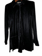 Black velvet long sleeve button-up shirt with a touch of elegance #gothic size M/L L 34 W 19 SKU 7019