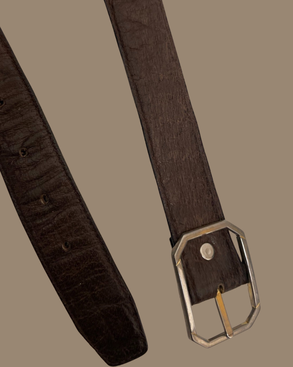 Vintage brown leather mens belt