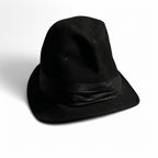 Black wool fedora hat with silk band mark and Spencer sku 6798