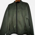 Double extra large Green fleece-lined zip-up jacket with pockets #outdoorjacket collar to hem 32 pit to pit 25 ski 7071