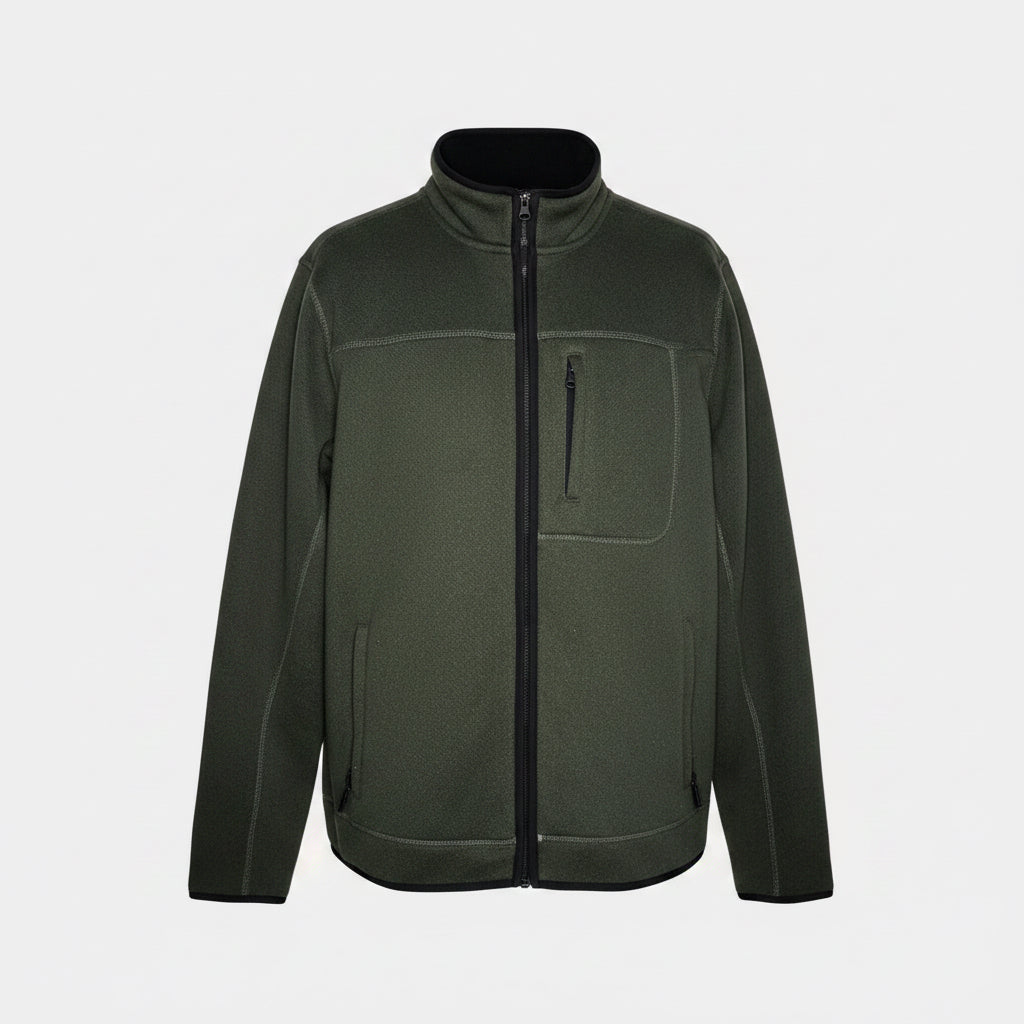 Double extra large Green fleece-lined zip-up jacket with pockets #outdoorjacket collar to hem 32 pit to pit 25 ski 7071